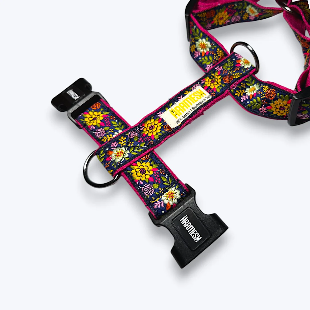 Aramesh Costal Bloom Harness for Dogs (Pink & Navy Blue) - Image 3