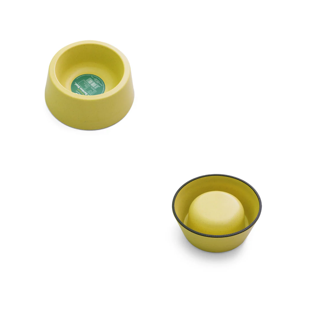 Healing Leaf Eco Friendly Bamboo Bowl for Dogs and Cats (Yellow) - Image 10