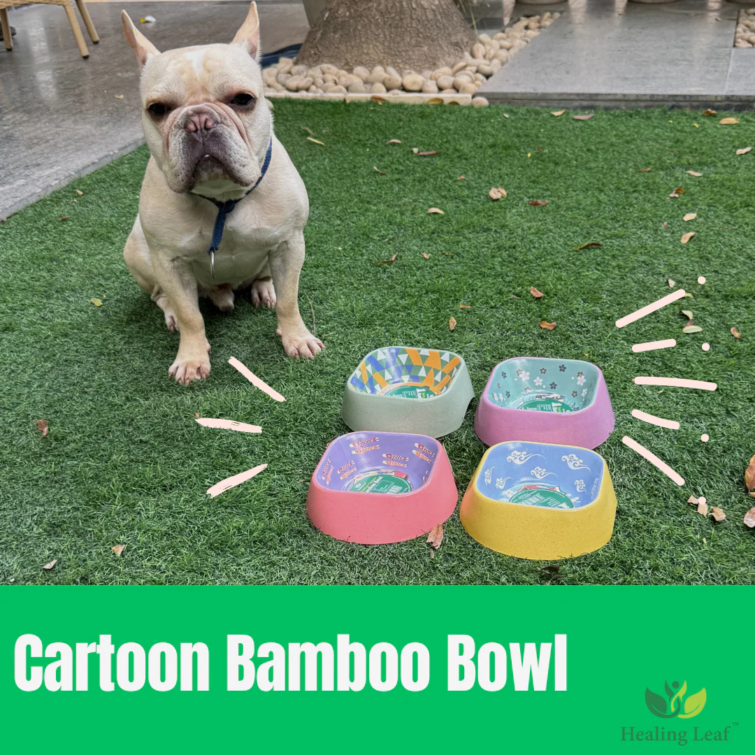 Healing Leaf Eco Friendly Cartoon Bamboo Bowl for Dogs and Cats (Purple) - Image 3