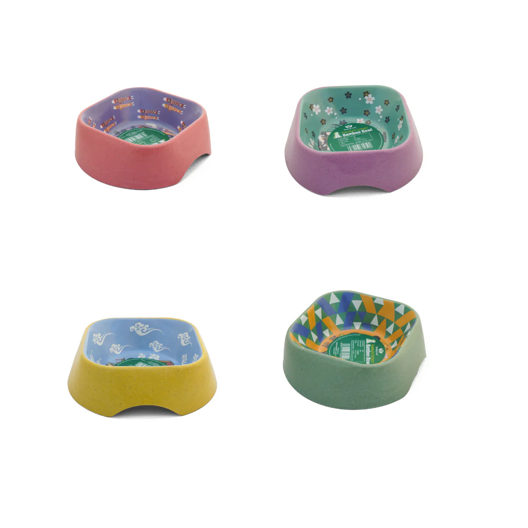 Healing Leaf Eco Friendly Cartoon Bamboo Bowl for Dogs and Cats (Purple) - Image 8