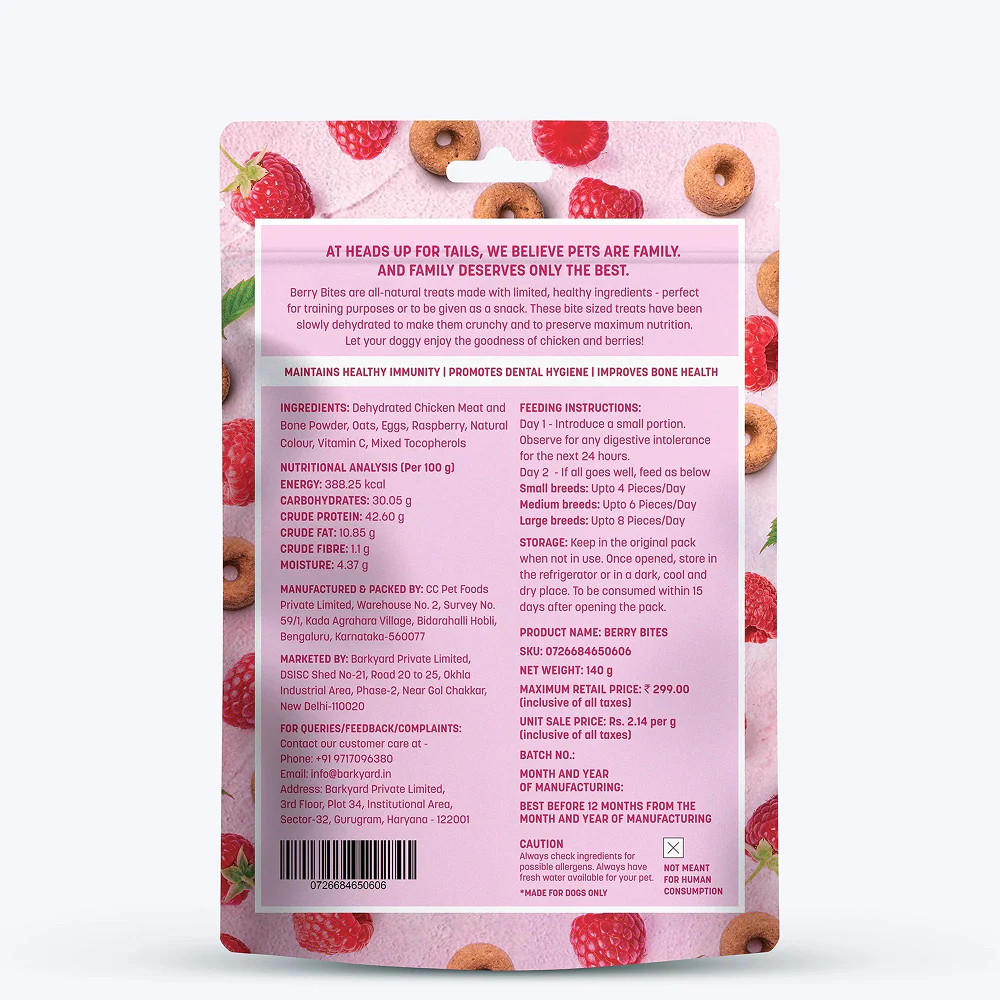 HUFT Berry Bites Gluten Free Real Chicken & Raspberries Dog Treats - Image 7