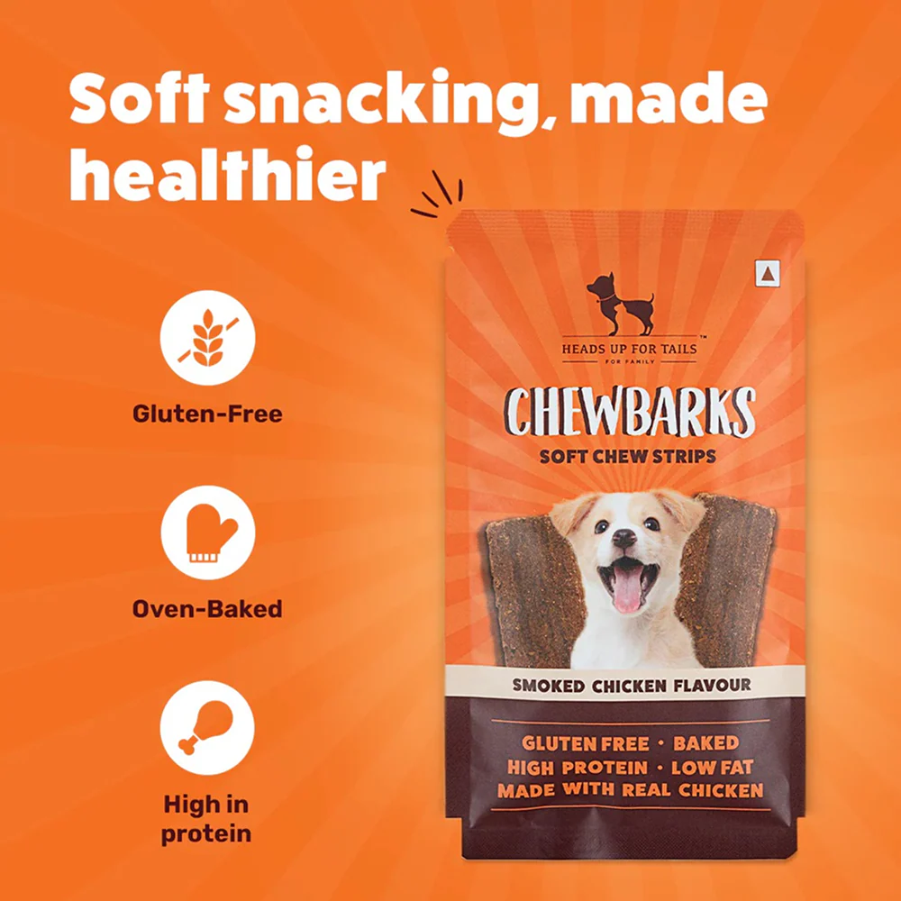 HUFT Chewbarks Gluten Free Smoked Chicken Soft Chew Strips Dog Treats - Image 3