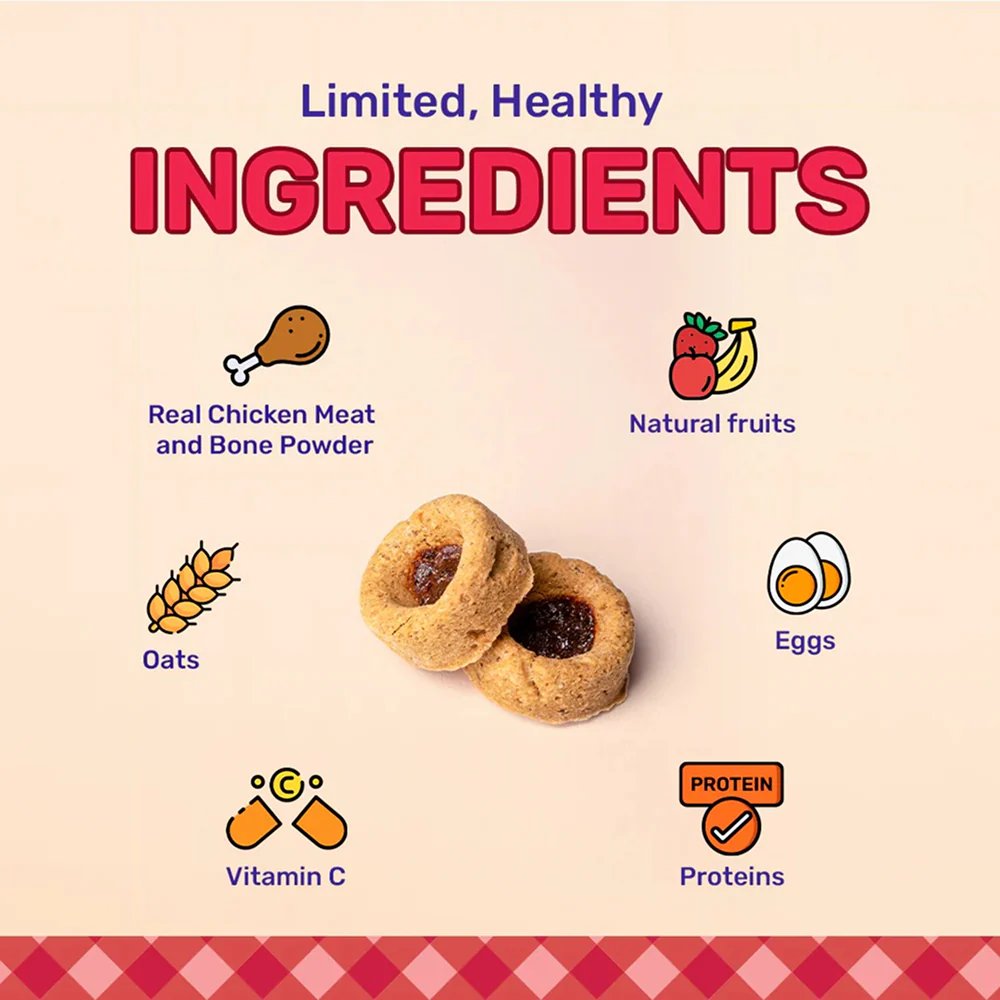 HUFT Jammies With Real Chicken Filled with Mixed Fruit Jam Dog Treats - Image 3