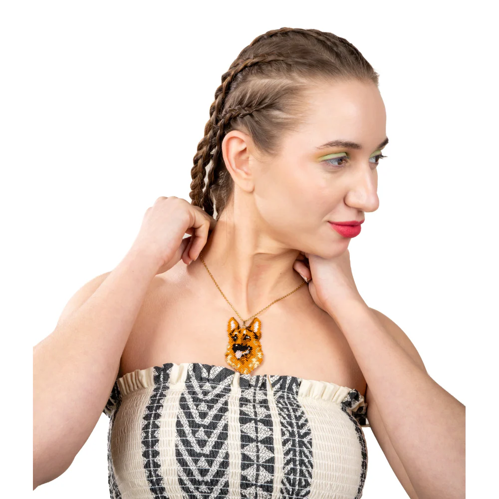 Jenni & Janki Handcrafted Miyuki German Shepherd Necklace - Image 3