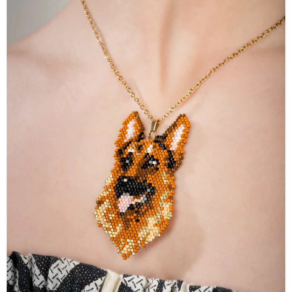 Jenni & Janki Handcrafted Miyuki German Shepherd Necklace - Image 4