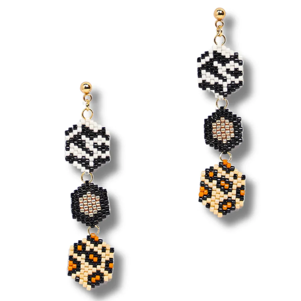 Jenni & Janki Handcrafted Miyuki Leopard Earrings with Necklace - Image 3