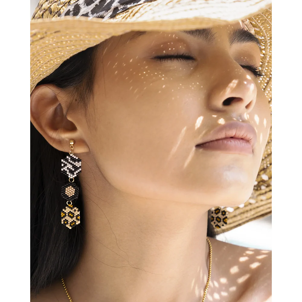 Jenni & Janki Handcrafted Miyuki Leopard Earrings with Necklace - Image 5