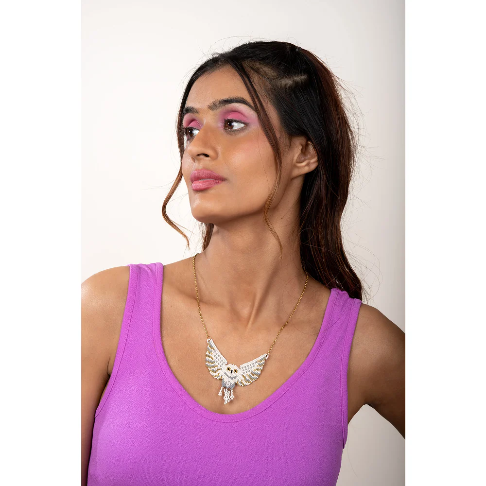 Jenni & Janki Handcrafted Miyuki Owl Necklace - Image 3