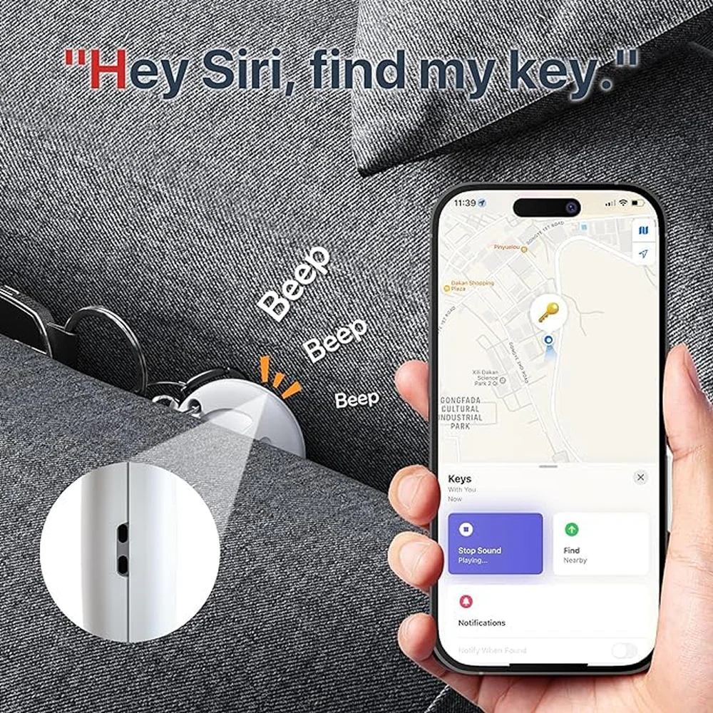 Mitag Anti Loss Device with Keychain Tracker (Black) | IOS - Image 4