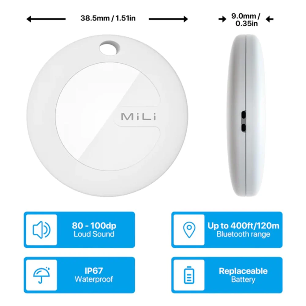 Mitag Anti Loss Device with Keychain Tracker (White) | IOS - Image 6