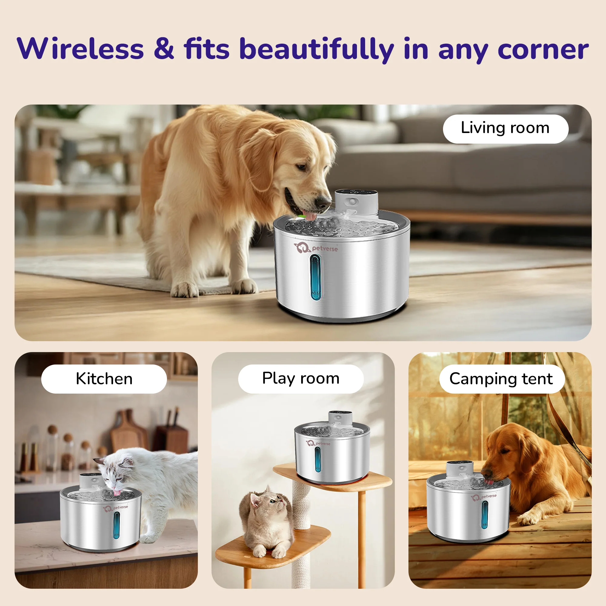 Petverse Smart Motion Sensor Pet Water Fountain for Dogs & Cats (Silver) - Image 8