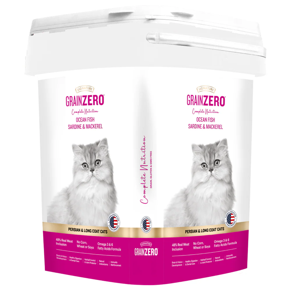 Signature Grain Zero Ocean Fish, Sardine and Mackerel Long Coat & Persian Adult Cat Dry Food - Image 3