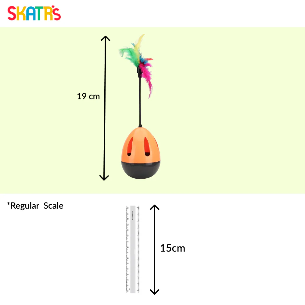 Skatrs Feather Interactive Tumbler Toy for Cats (Orange) - Image 4