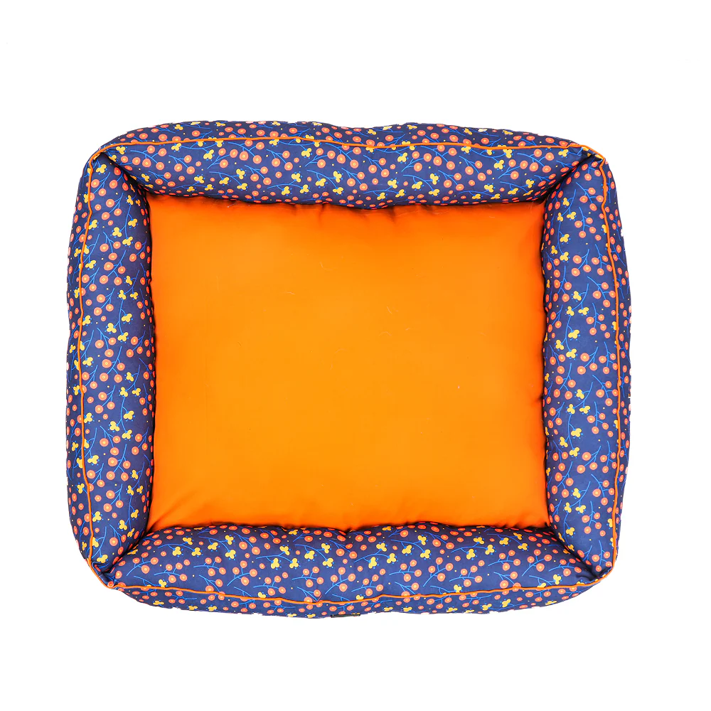 Skatrs Floral Bed for Dogs & Cats (Blue/Orange) - Image 6