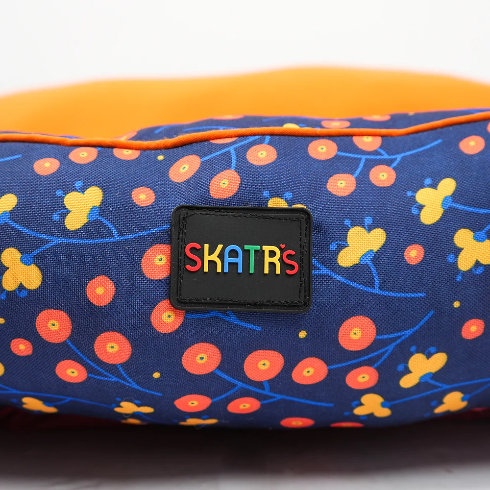 Skatrs Floral Bed for Dogs & Cats (Blue/Orange) - Image 8