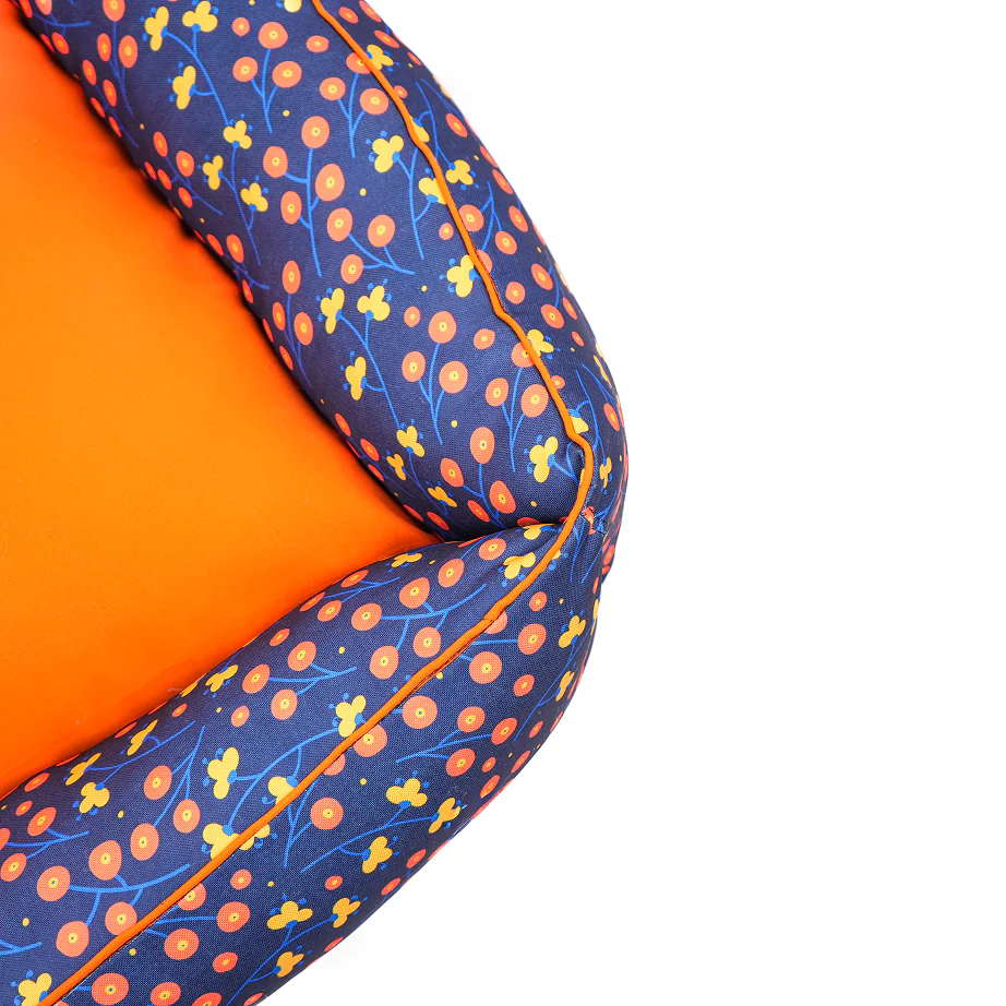 Skatrs Floral Bed for Dogs & Cats (Blue/Orange) - Image 9