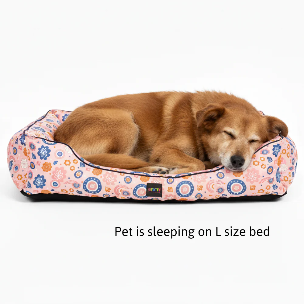 Skatrs Floral Bed for Dogs & Cats (Pink/Blue) - Image 5