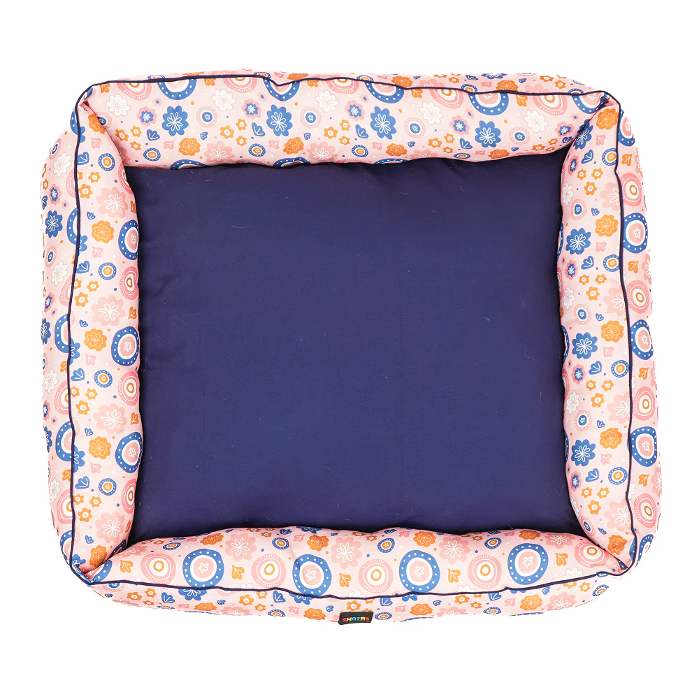Skatrs Floral Bed for Dogs & Cats (Pink/Blue) - Image 6
