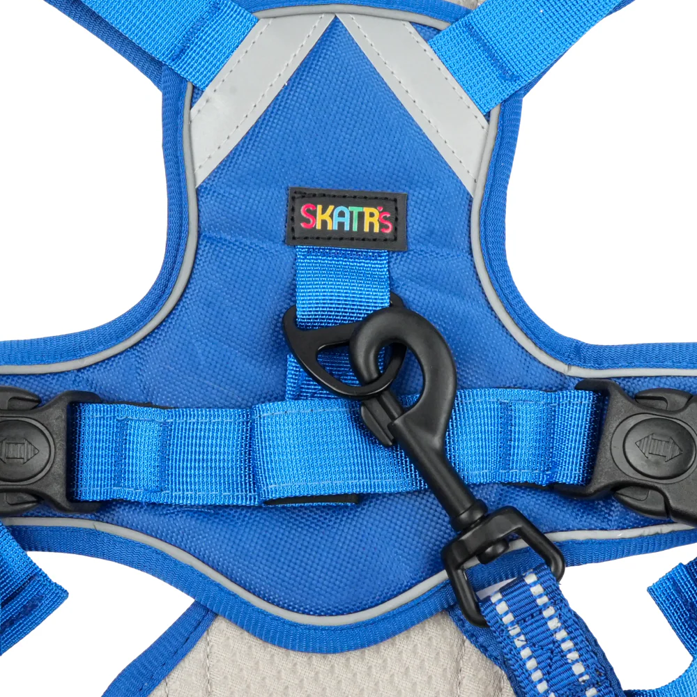 Skatrs Fully Padded Comfort Electric Reflective Harness for Dogs & Cats (Blue) - Image 4