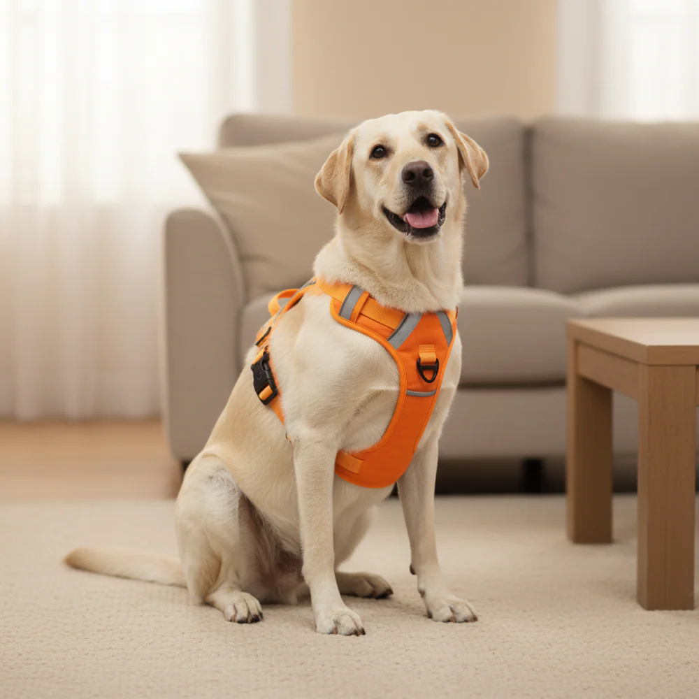 Skatrs Fully Padded Comfort Fiery Reflective Harness for Dogs & Cats (Orange) - Image 4