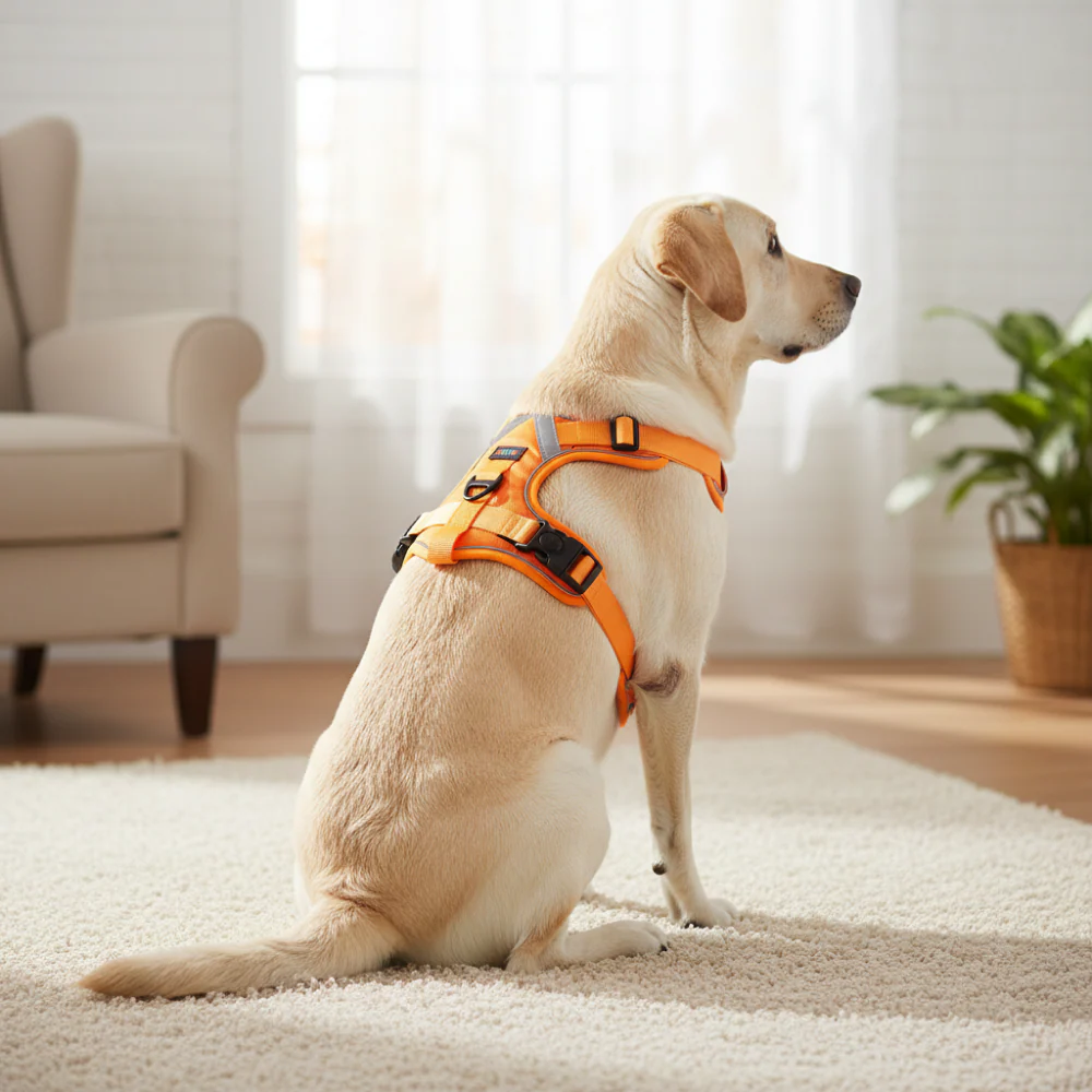 Skatrs Fully Padded Comfort Fiery Reflective Harness for Dogs & Cats (Orange) - Image 8