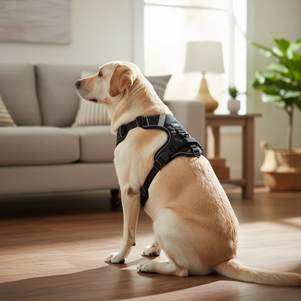 Skatrs Fully Padded Comfort Midnight Reflective Harness for Dogs & Cats (Black) - Image 10