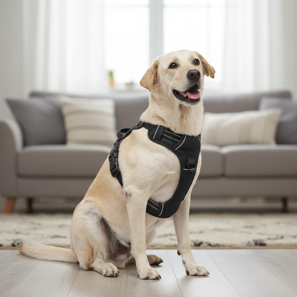 Skatrs Fully Padded Comfort Midnight Reflective Harness for Dogs & Cats (Black) - Image 5