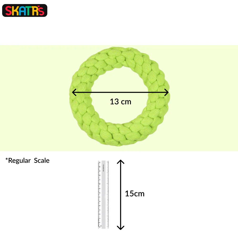 Skatrs Hand Made Ring Shaped Rope Chew Toy for Cats and Dogs (Neon Green) - Image 3