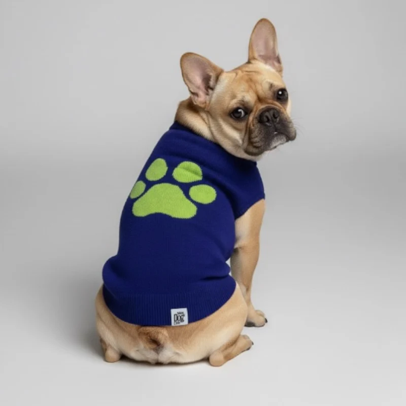 Talking Dog Club Bright Winter High Paw Jumper Sweater for Dogs (Blue) - Image 4