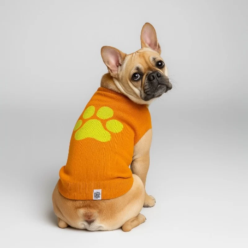 Talking Dog Club Bright Winter High Paw Jumper Sweater for Dogs (Orange) - Image 3