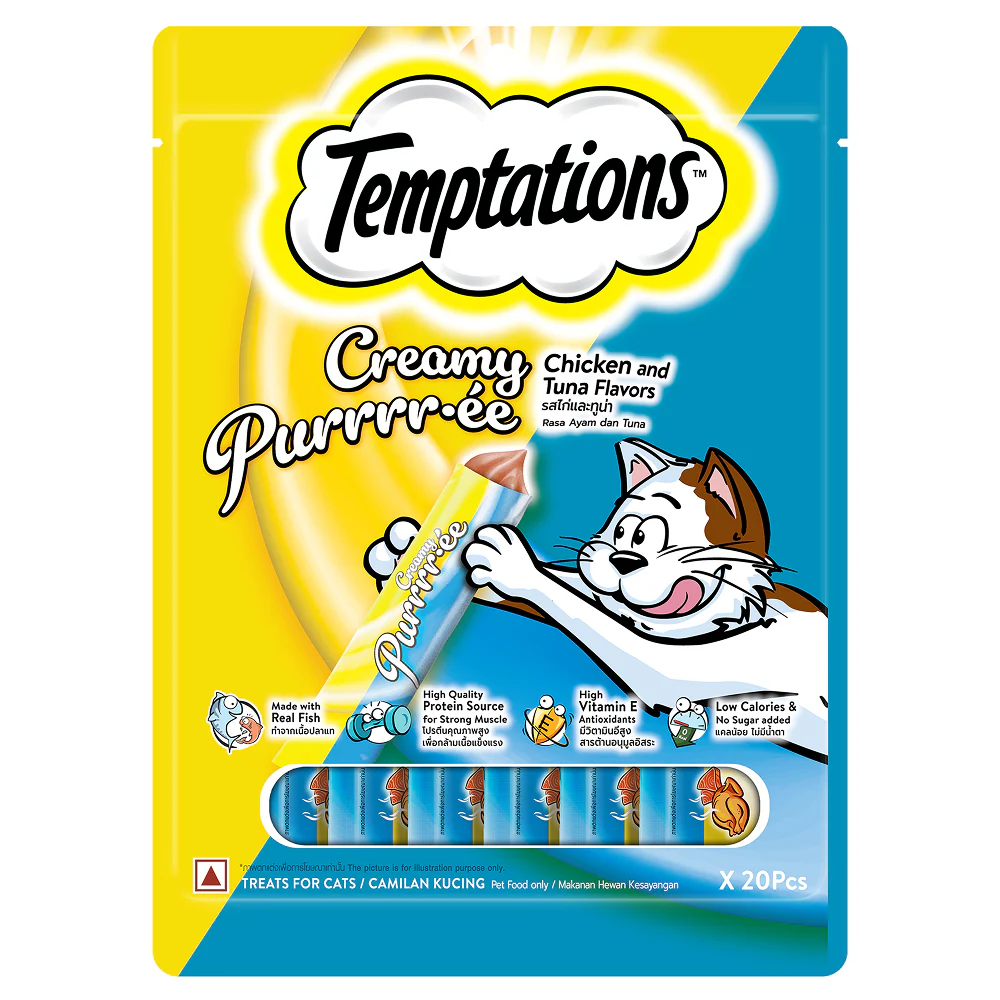 Temptations Creamy Purrrr ee Chicken & Tuna Cat Treats - Image 19